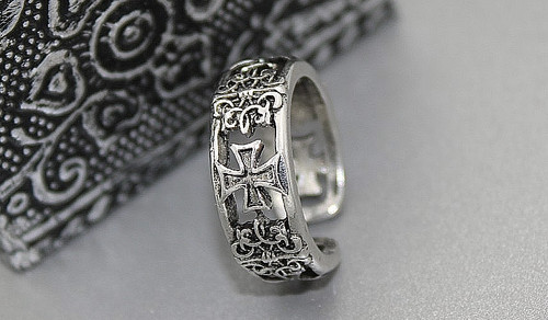 Herren ring silber - ✝️,