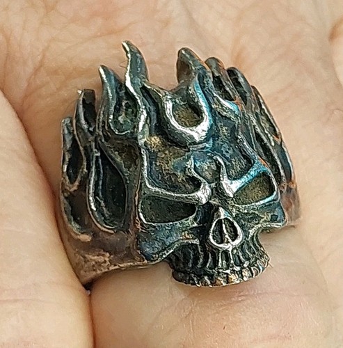 Vintage flame skull biker - ,