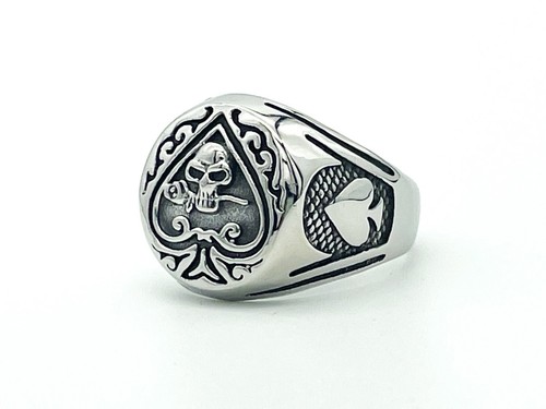 Skull ace edelstahl ring - ace,