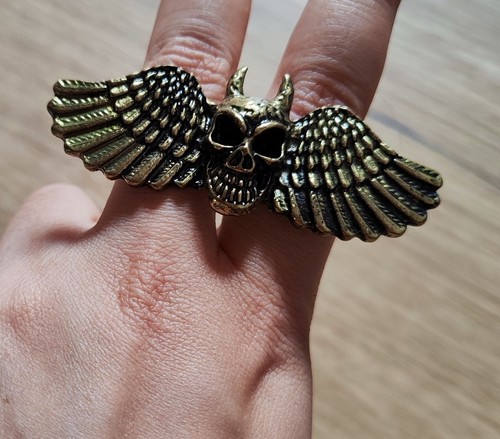Totenkopf flügel ring - ring, gothic